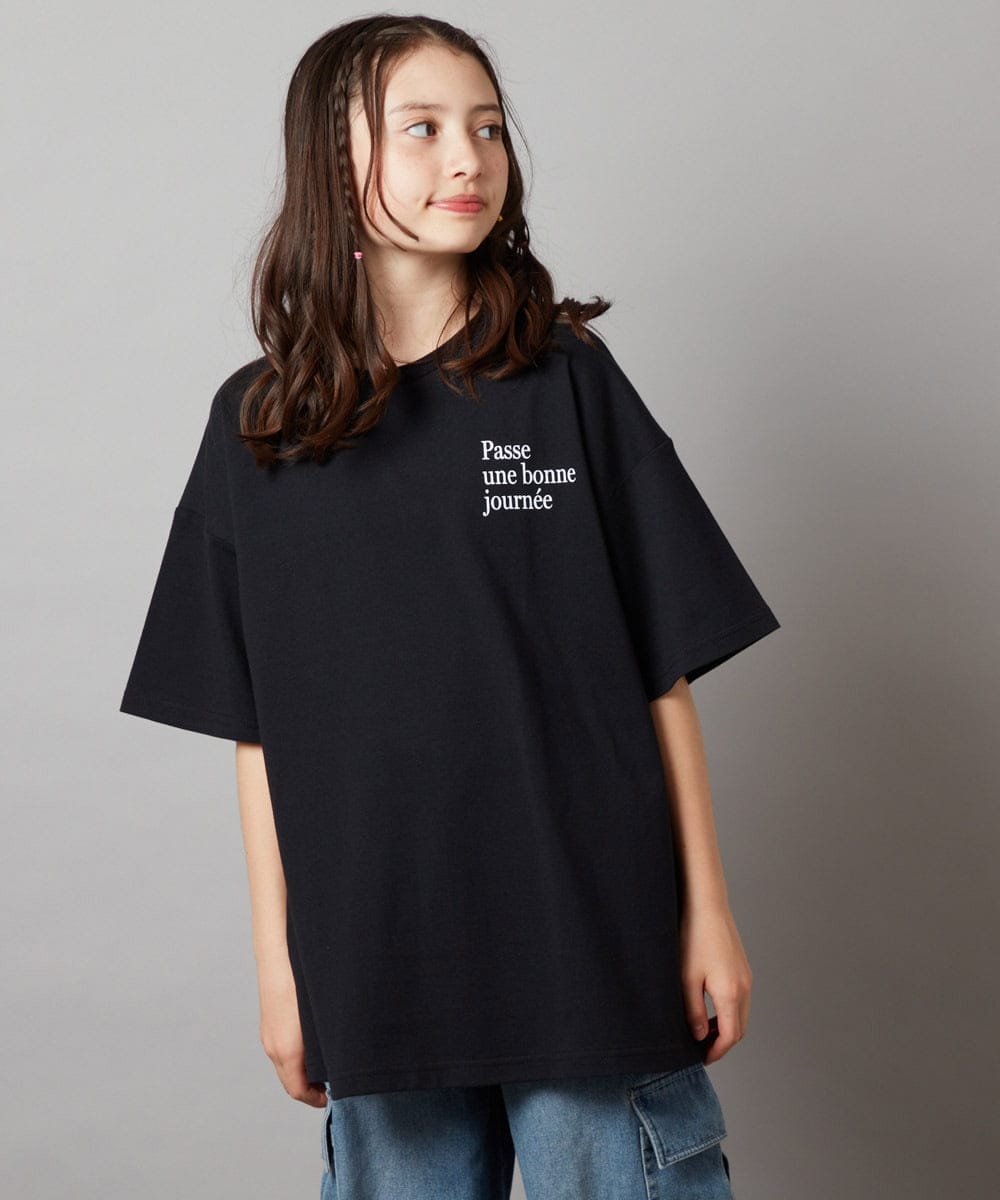 KJKHX22029 a.v.v KIDS(アー・ヴェ・ヴェ) 【ジュニア】[160]スプレーアート風オーバーＴシャツ ブラック