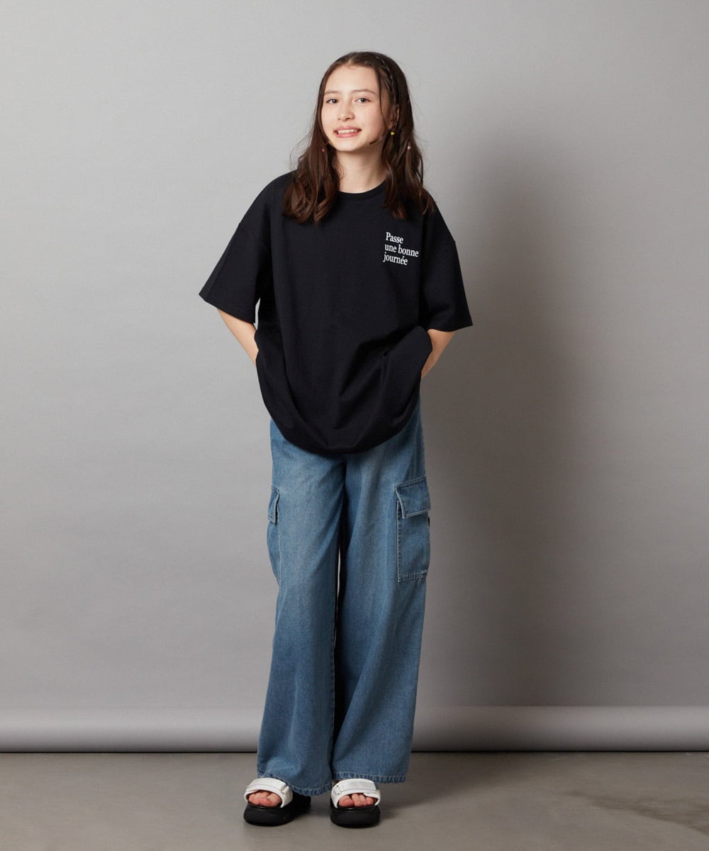 KJKHX22029 a.v.v KIDS(アー・ヴェ・ヴェ) 【ジュニア】[160]スプレーアート風オーバーＴシャツ ブラック