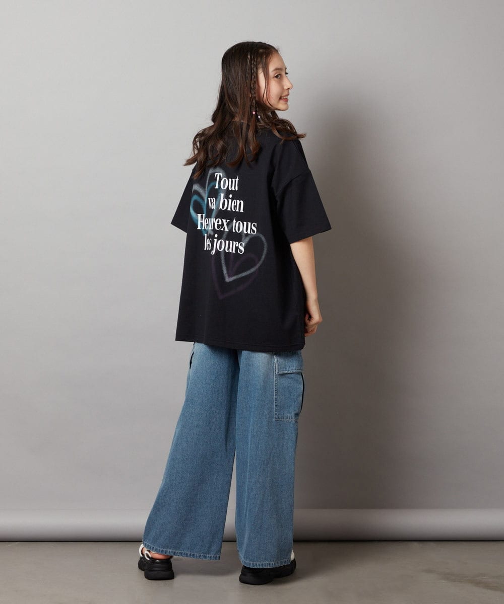 KJKHX22029 a.v.v KIDS(アー・ヴェ・ヴェ) 【ジュニア】[160]スプレーアート風オーバーＴシャツ ブラック