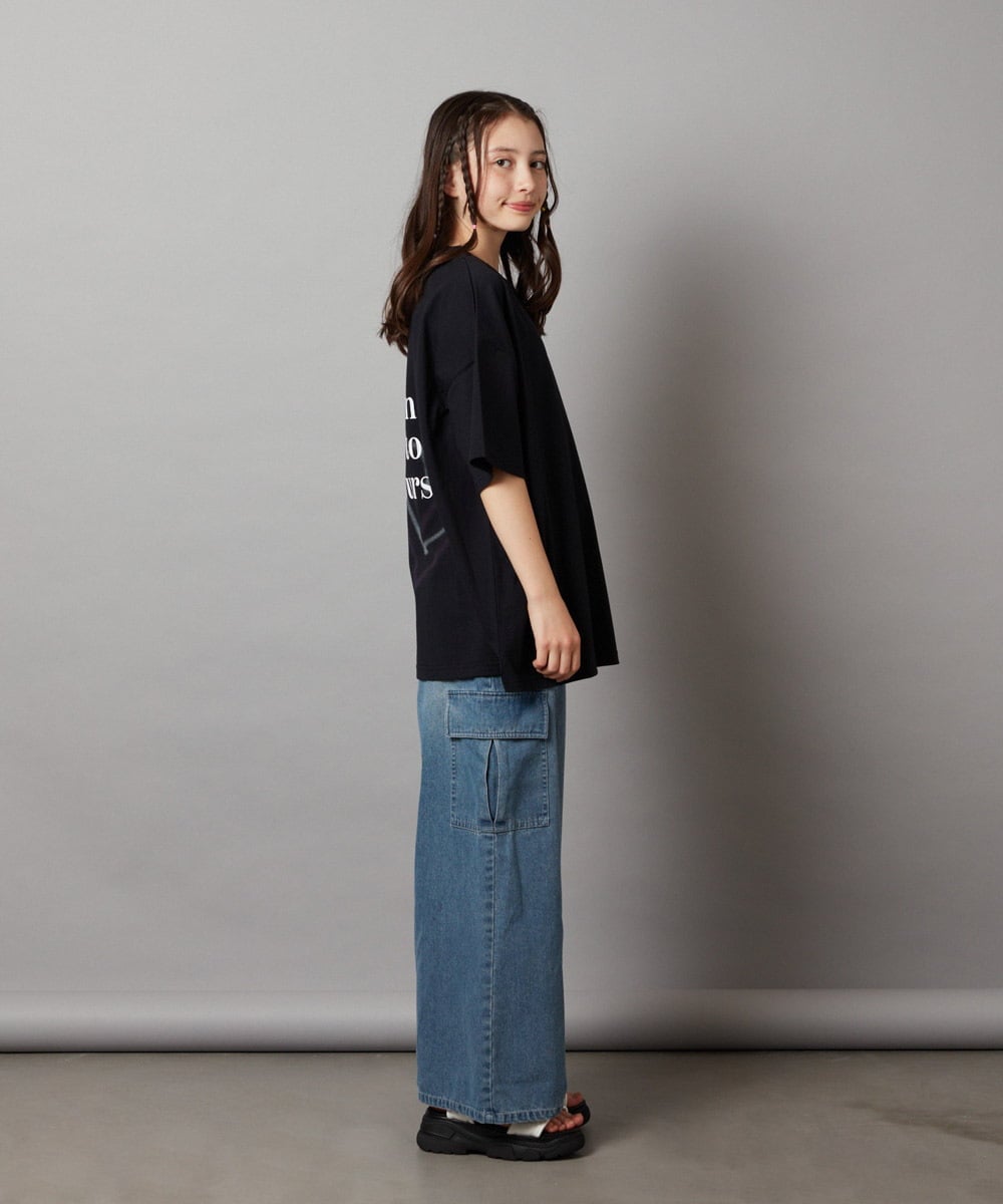 KJKHX22029 a.v.v KIDS(アー・ヴェ・ヴェ) 【ジュニア】[160]スプレーアート風オーバーＴシャツ ブラック