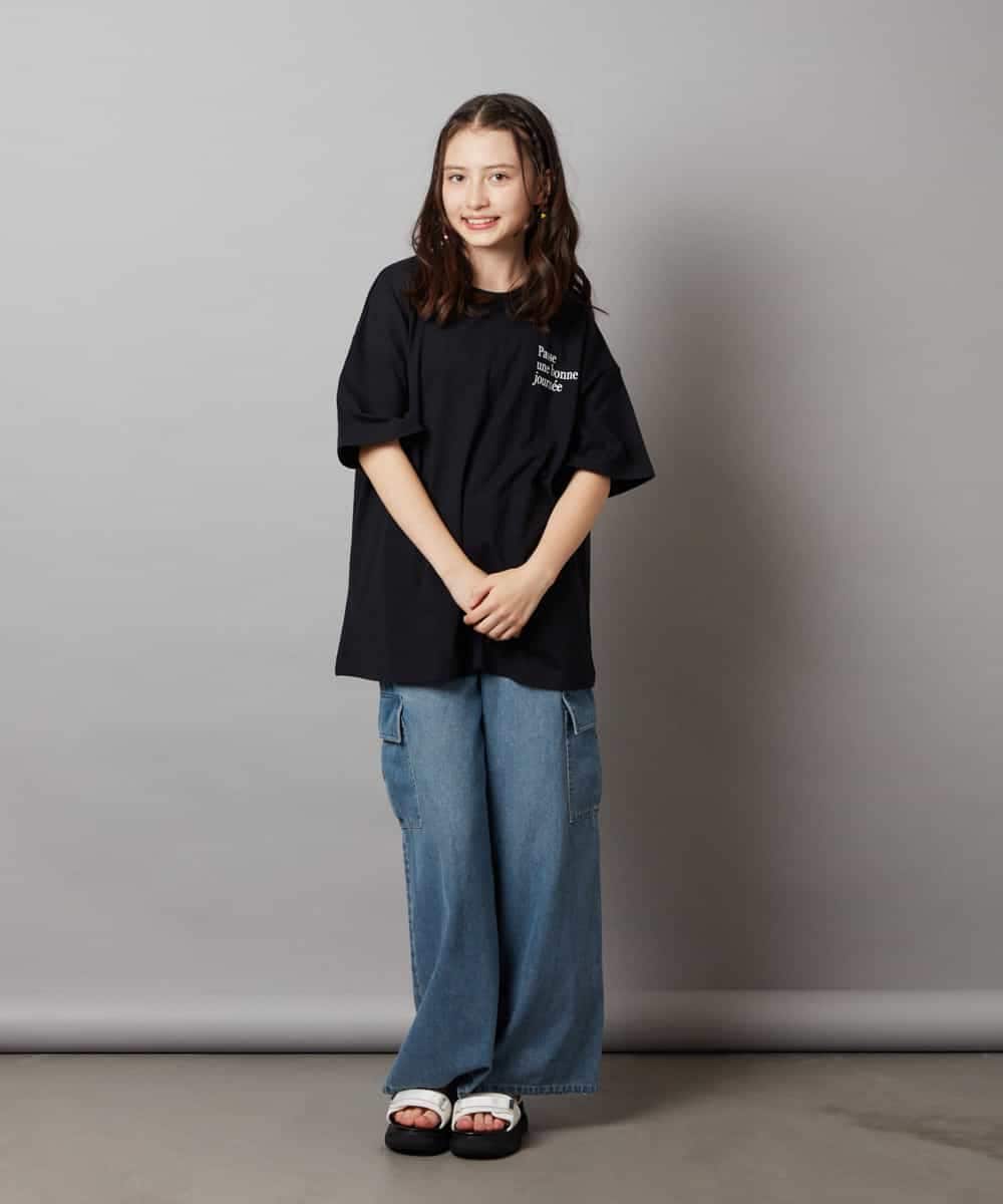 KJKHX22034 a.v.v KIDS(アー・ヴェ・ヴェ) [160]スプレーアート風オーバーＴシャツ ブラック