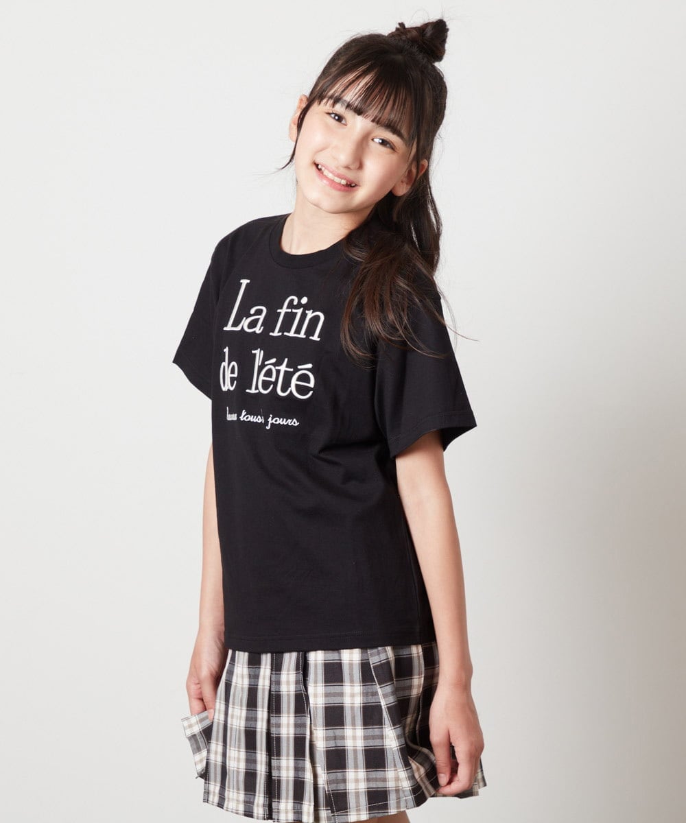 KJKHX25021 a.v.v KIDS(アー・ヴェ・ヴェ) [160]【接触冷感】ロゴ刺繍ゆるTシャツ ブラック