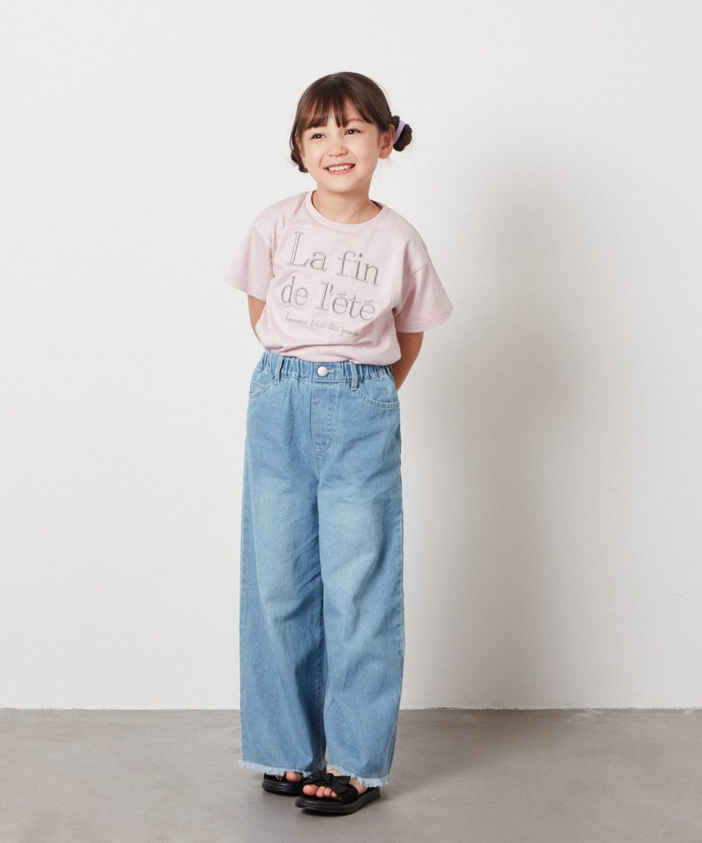 KJKHX25021 a.v.v KIDS(アー・ヴェ・ヴェ) [160]【接触冷感】ロゴ刺繍ゆるTシャツ ブラック
