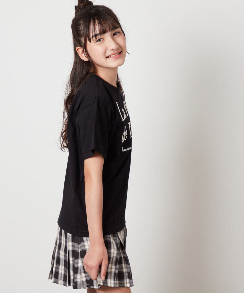 KJKHX25021 a.v.v KIDS(アー・ヴェ・ヴェ) [160]【接触冷感】ロゴ刺繍ゆるTシャツ ブラック