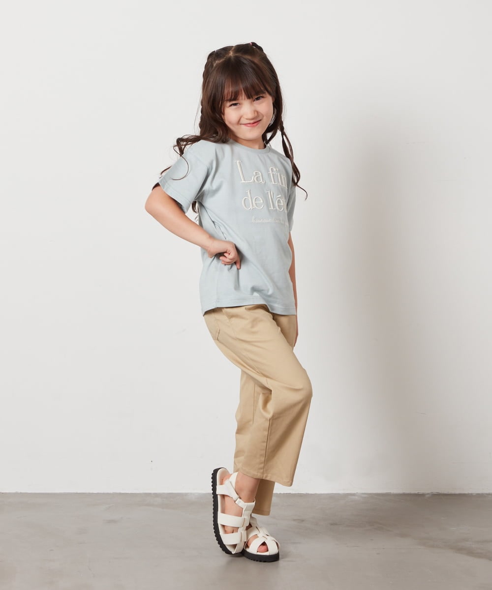 KJKHX25021 a.v.v KIDS(アー・ヴェ・ヴェ) [160]【接触冷感】ロゴ刺繍ゆるTシャツ ブラック