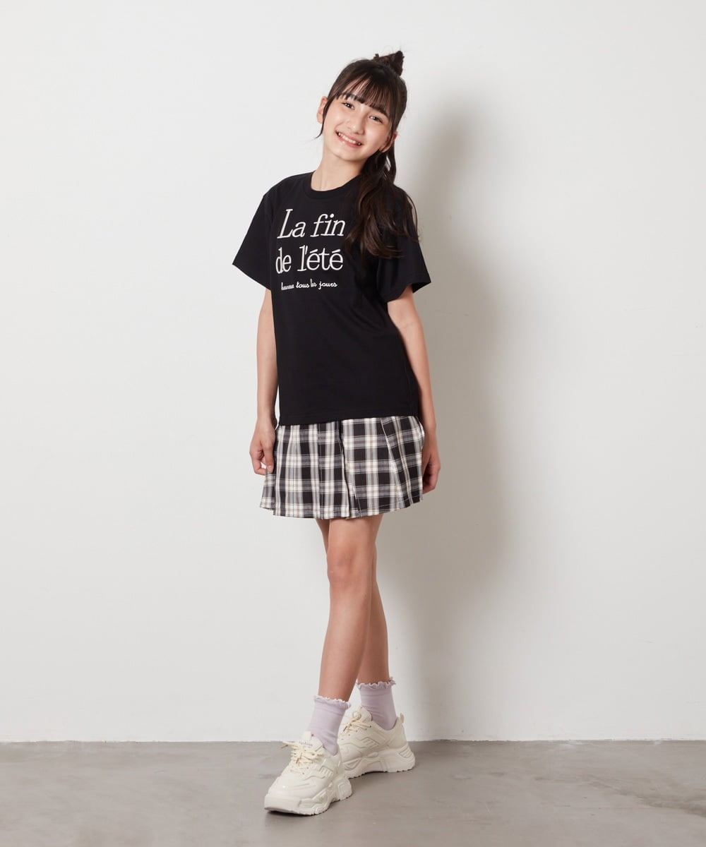 KJKHX25021 a.v.v KIDS(アー・ヴェ・ヴェ) [160]【接触冷感】ロゴ刺繍ゆるTシャツ ブラック