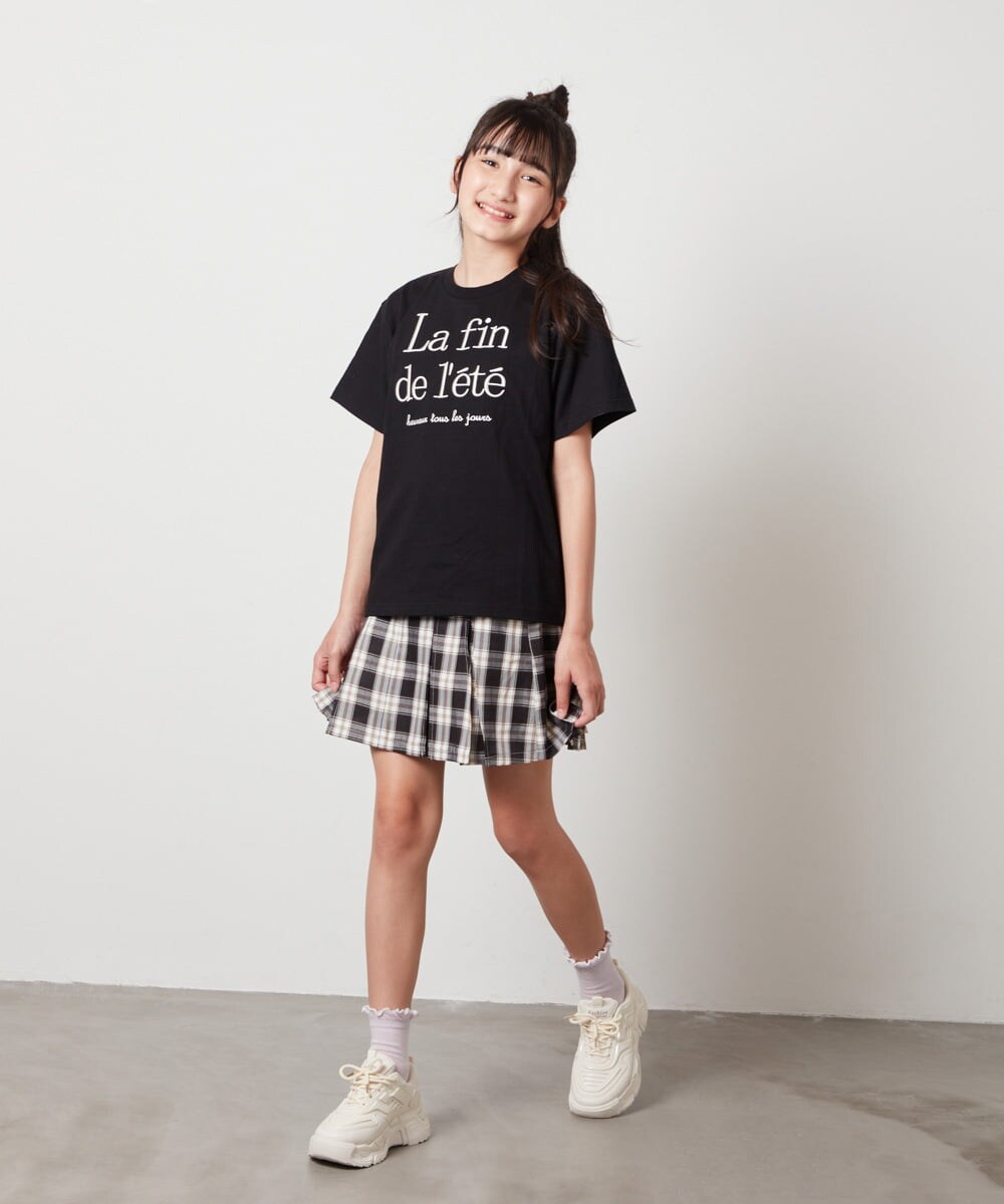 KJKHX25021 a.v.v KIDS(アー・ヴェ・ヴェ) [160]【接触冷感】ロゴ刺繍ゆるTシャツ ブラック