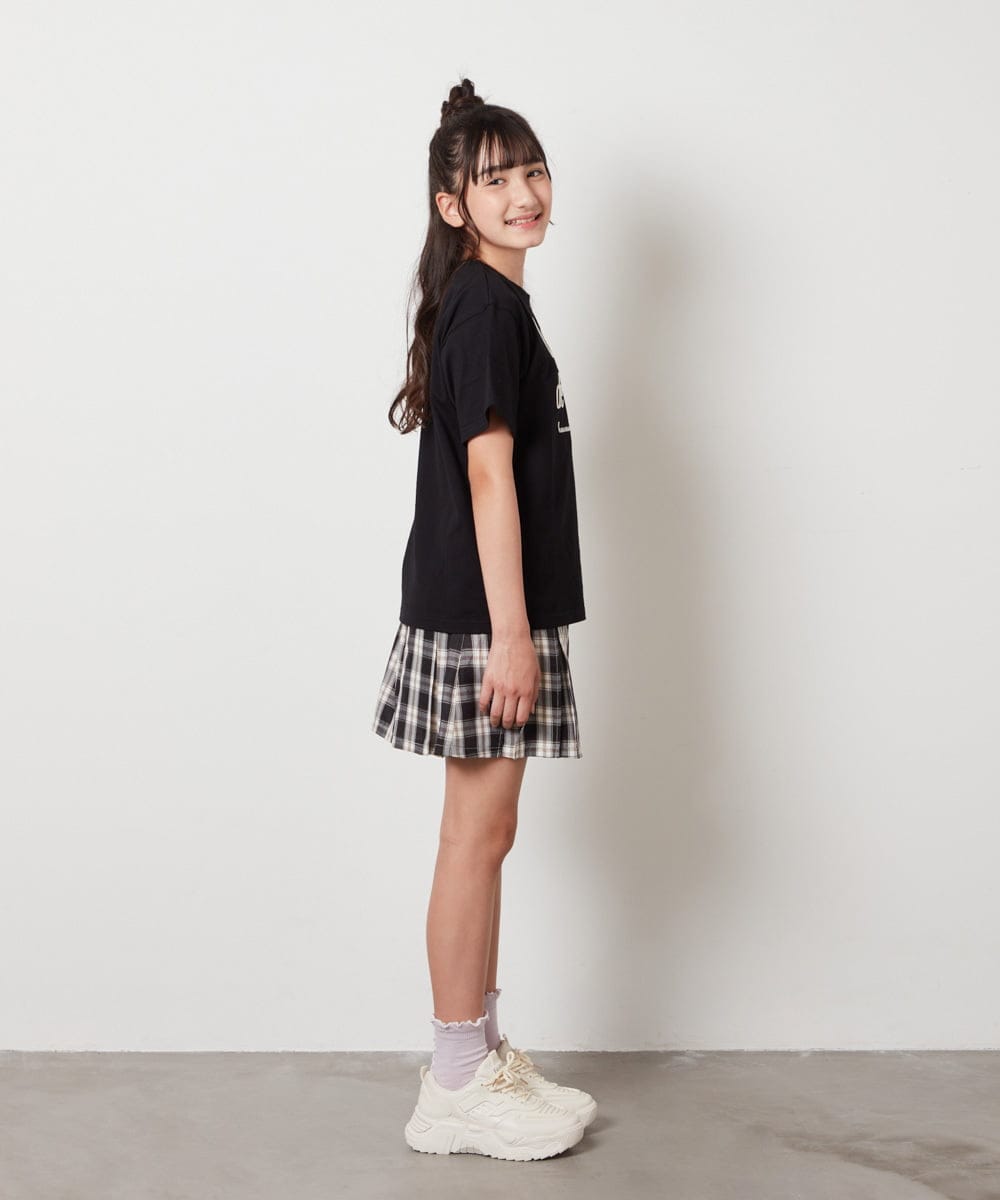 KJKHX25021 a.v.v KIDS(アー・ヴェ・ヴェ) [160]【接触冷感】ロゴ刺繍ゆるTシャツ ブラック