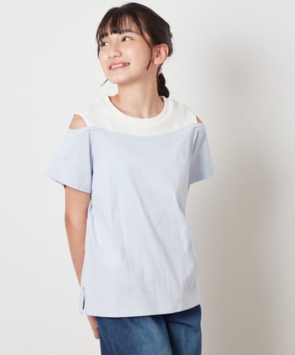 KJKHX27029  [160]【接触冷感】レイヤード風オフショルTシャツ