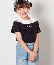 KJKHX27029 a.v.v KIDS(アー・ヴェ・ヴェ) [160]【接触冷感】レイヤード風オフショルTシャツ ライトブルー