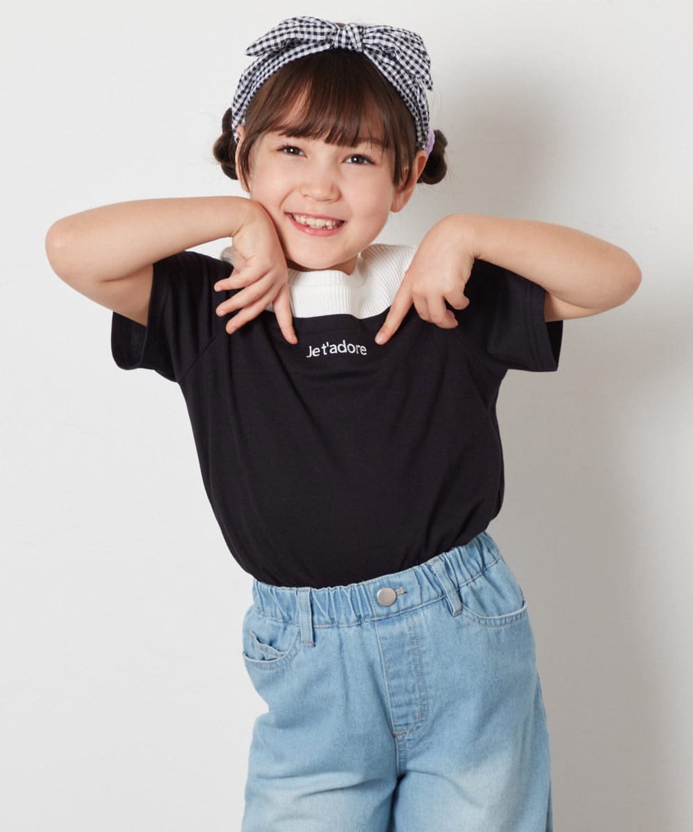 KJKHX27029 a.v.v KIDS(アー・ヴェ・ヴェ) [160]【接触冷感】レイヤード風オフショルTシャツ ライトブルー