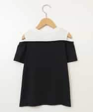 KJKHX27029 a.v.v KIDS(アー・ヴェ・ヴェ) [160]【接触冷感】レイヤード風オフショルTシャツ ブラック