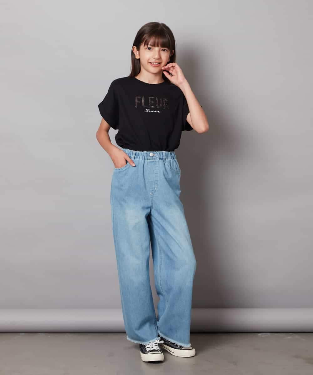 KJKHX30034 a.v.v KIDS(アー・ヴェ・ヴェ) [160]オーロラスパンコールロゴTシャツ ブラック