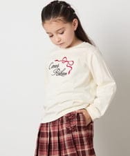 KJKJA32026 a.v.v KIDS(アー・ヴェ・ヴェ) 【毛玉になりにくい/安心の綿100％】[120-160]アソートロゴロンＴ アイボリー