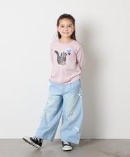 KJKJA33021 a.v.v KIDS(アー・ヴェ・ヴェ) 【毛玉になりにくい/安心の綿100％】[100-150]アソートモチーフロンＴ ピンク