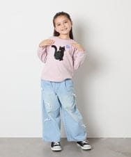 KJKJA33021 a.v.v KIDS(アー・ヴェ・ヴェ) 【毛玉になりにくい/安心の綿100％】[100-150]アソートモチーフロンＴ ピンク