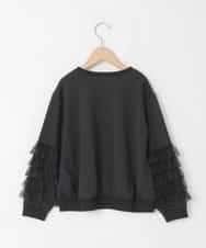 KJKJA41034 a.v.v KIDS(アー・ヴェ・ヴェ) [130-160]チュールスリーブポンチカットソー ブラック