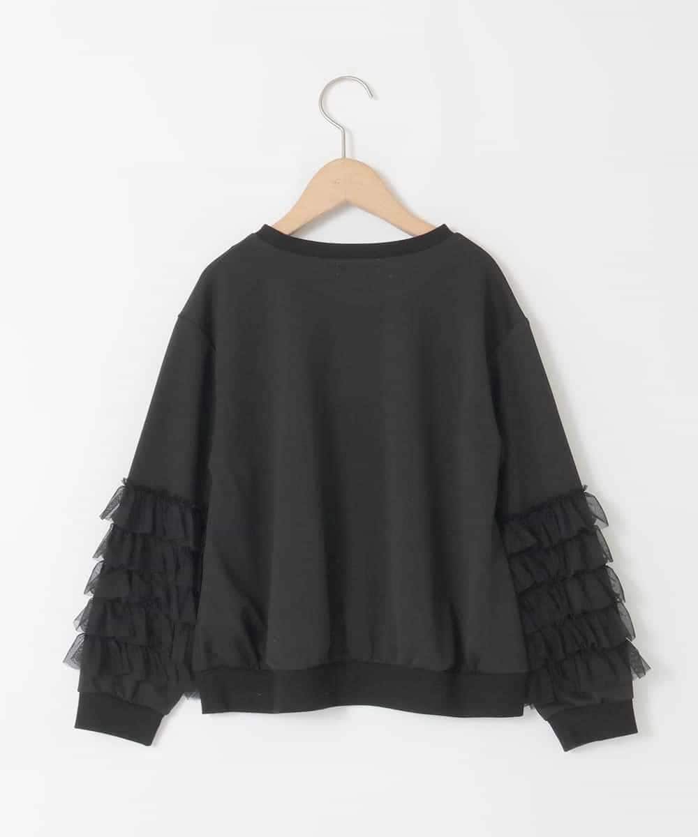 KJKJA41034 a.v.v KIDS(アー・ヴェ・ヴェ) [130-160]チュールスリーブポンチカットソー ブラック