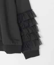 KJKJA41034 a.v.v KIDS(アー・ヴェ・ヴェ) [130-160]チュールスリーブポンチカットソー ブラック