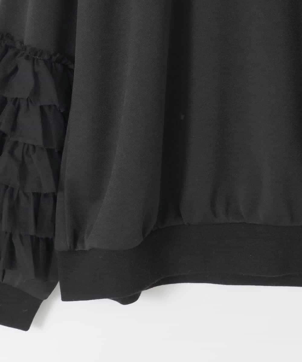 KJKJA41034 a.v.v KIDS(アー・ヴェ・ヴェ) [130-160]チュールスリーブポンチカットソー ブラック