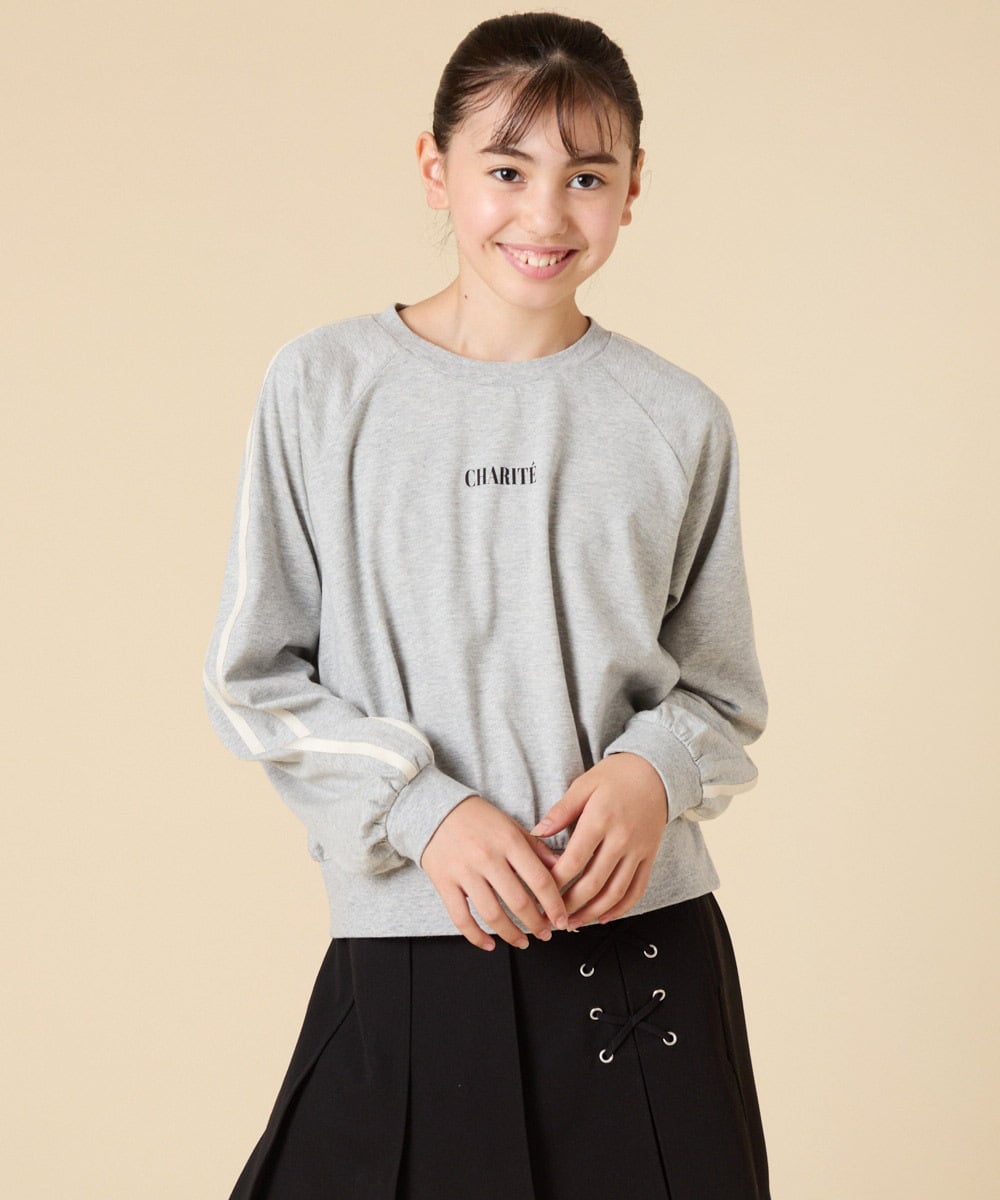KJKJA44029 a.v.v KIDS(アー・ヴェ・ヴェ) [130-160]配色ラインロンＴ アイボリー