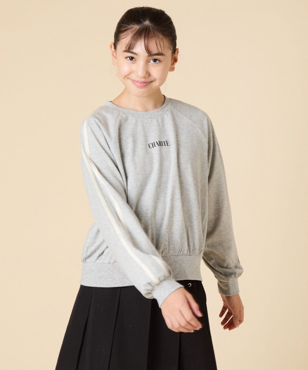 KJKJA44029 a.v.v KIDS(アー・ヴェ・ヴェ) [130-160]配色ラインロンＴ アイボリー