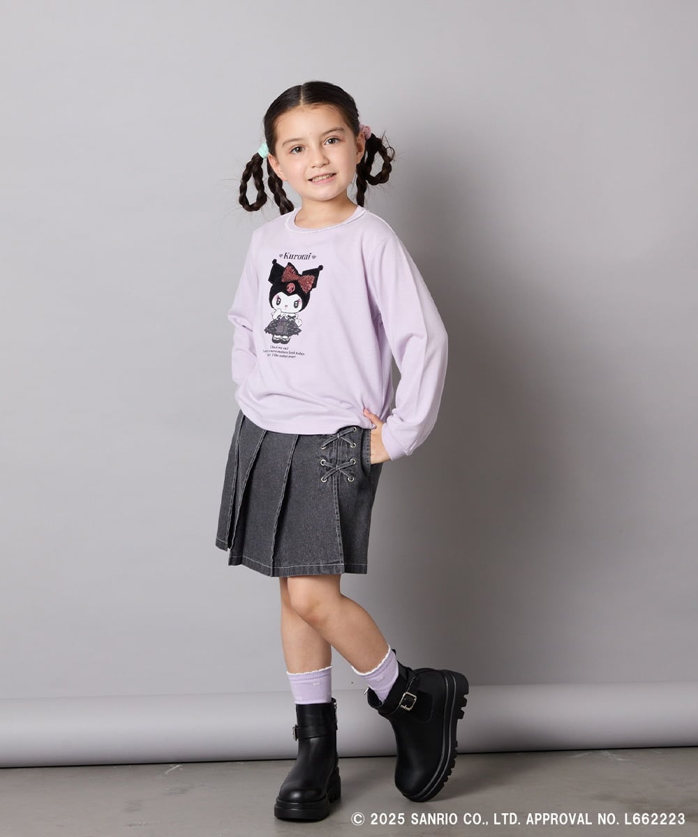 KJKJA80034 a.v.v KIDS(アー・ヴェ・ヴェ) 【数量限定】[100-140]［マイメロディ／クロミ］スパンコールロンT ピンク