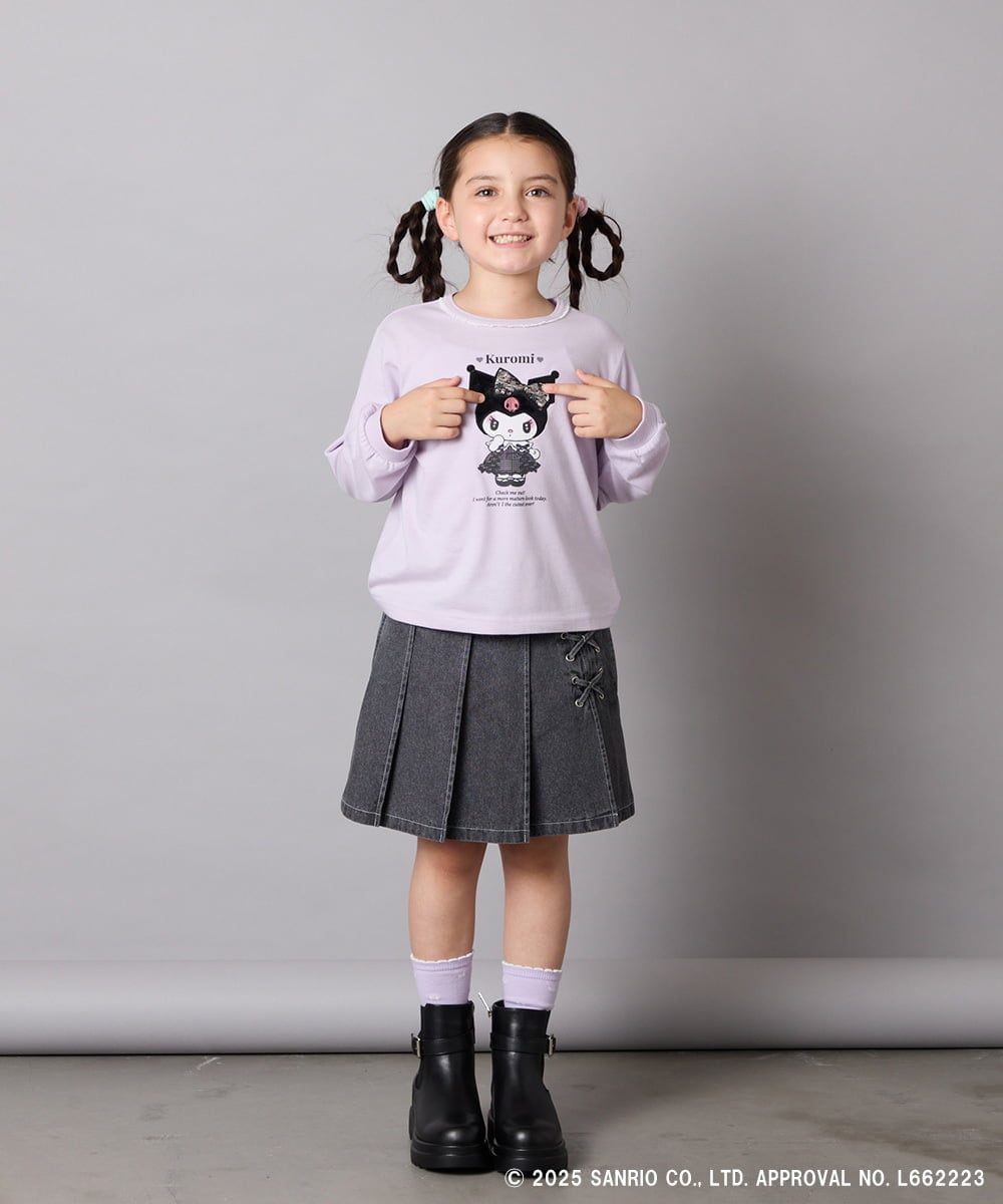 KJKJA80034 a.v.v KIDS(アー・ヴェ・ヴェ) 【数量限定】[100-140]［マイメロディ／クロミ］スパンコールロンT ピンク