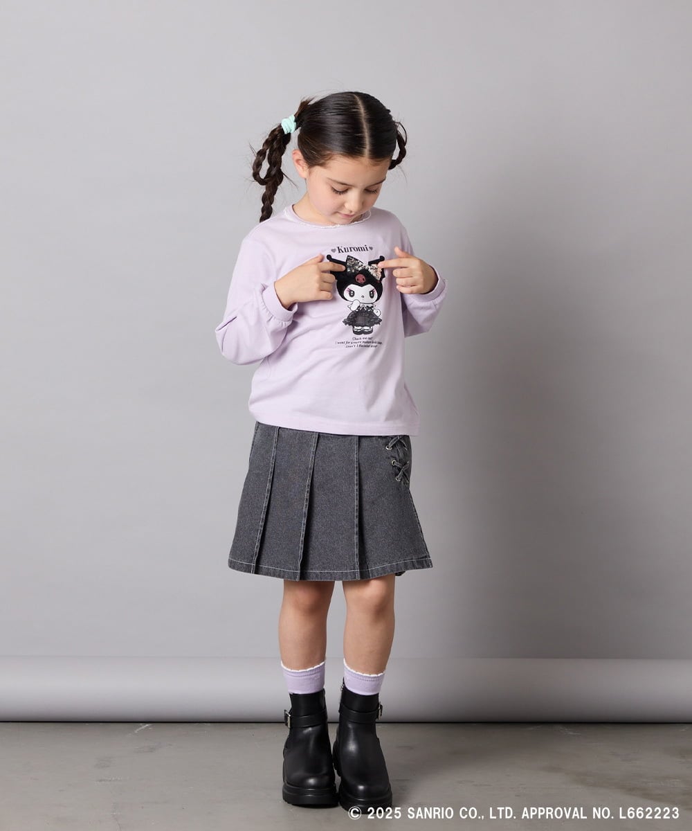 KJKJA80034 a.v.v KIDS(アー・ヴェ・ヴェ) 【数量限定】[100-140]［マイメロディ／クロミ］スパンコールロンT ピンク
