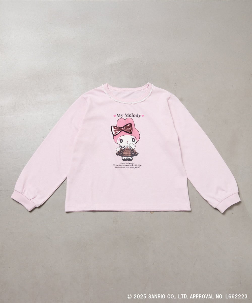 KJKJA80034 a.v.v KIDS(アー・ヴェ・ヴェ) 【数量限定】[100-140]［マイメロディ／クロミ］スパンコールロンT ピンク