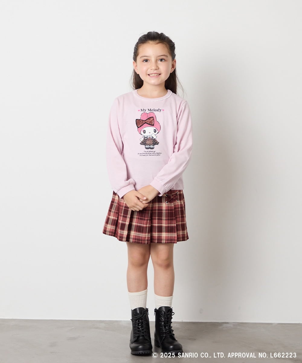 KJKJA80034 a.v.v KIDS(アー・ヴェ・ヴェ) 【数量限定】[100-140]［マイメロディ／クロミ］スパンコールロンT ピンク