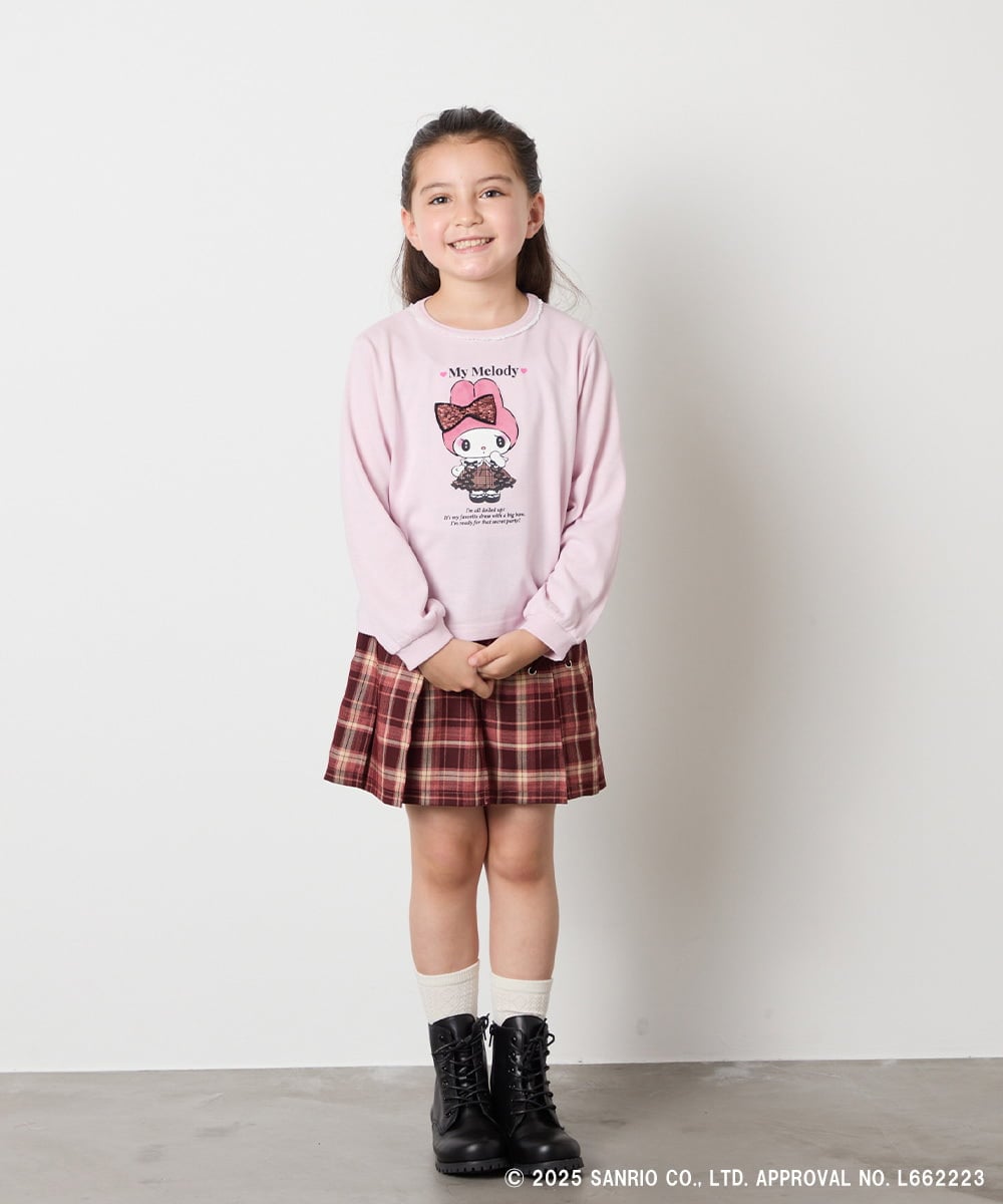 KJKJA80034 a.v.v KIDS(アー・ヴェ・ヴェ) 【数量限定】[100-140]［マイメロディ／クロミ］スパンコールロンT ピンク