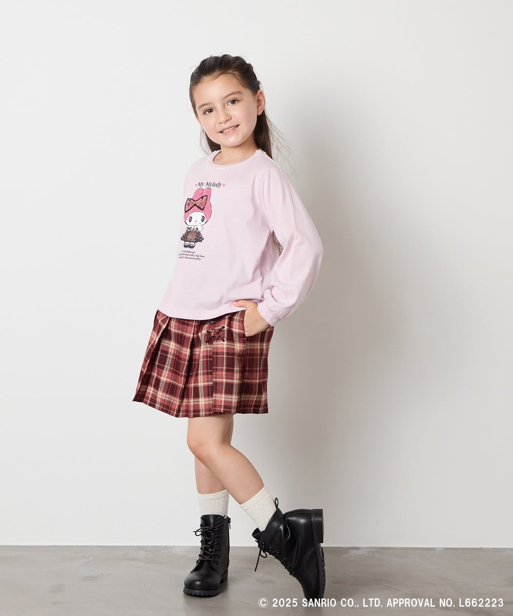 KJKJA80034 a.v.v KIDS(アー・ヴェ・ヴェ) 【数量限定】[100-140]［マイメロディ／クロミ］スパンコールロンT ピンク