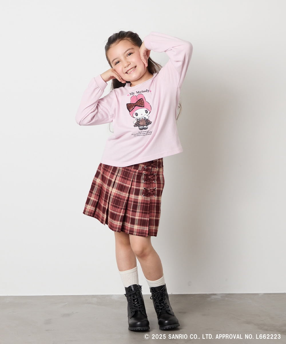 KJKJA80034 a.v.v KIDS(アー・ヴェ・ヴェ) 【数量限定】[100-140]［マイメロディ／クロミ］スパンコールロンT ピンク