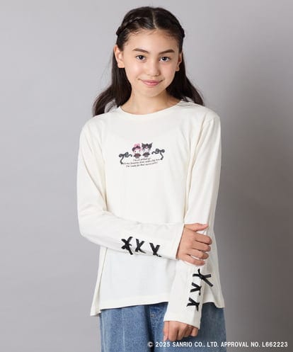 KJKJA81034 a.v.v KIDS 【数量限定】[110-150]［マイメロディ／クロミ］]袖レースアップロンT