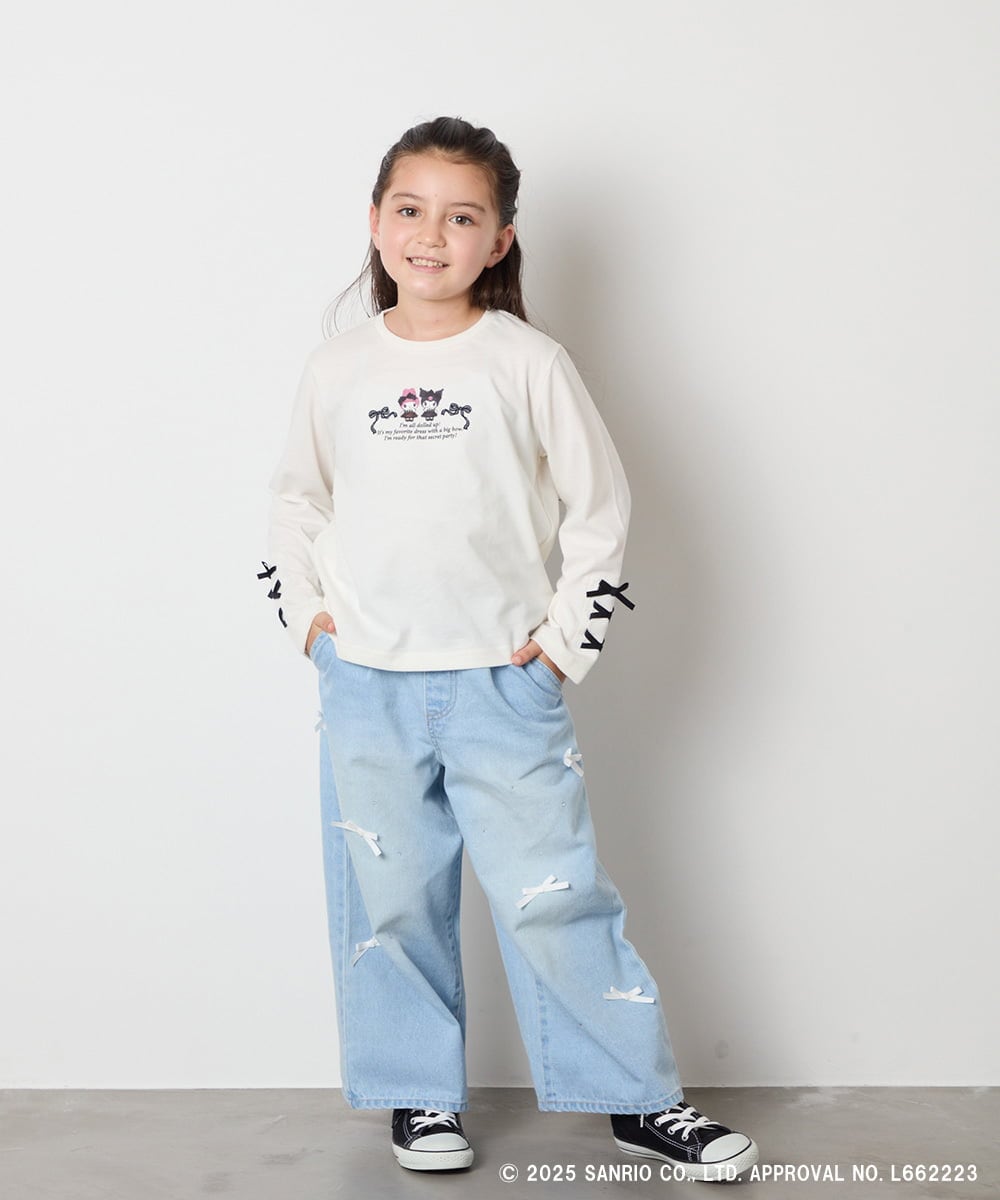 KJKJA81034 a.v.v KIDS(アー・ヴェ・ヴェ) 【数量限定】[110-150]［マイメロディ／クロミ］]袖レースアップロンT アイボリー