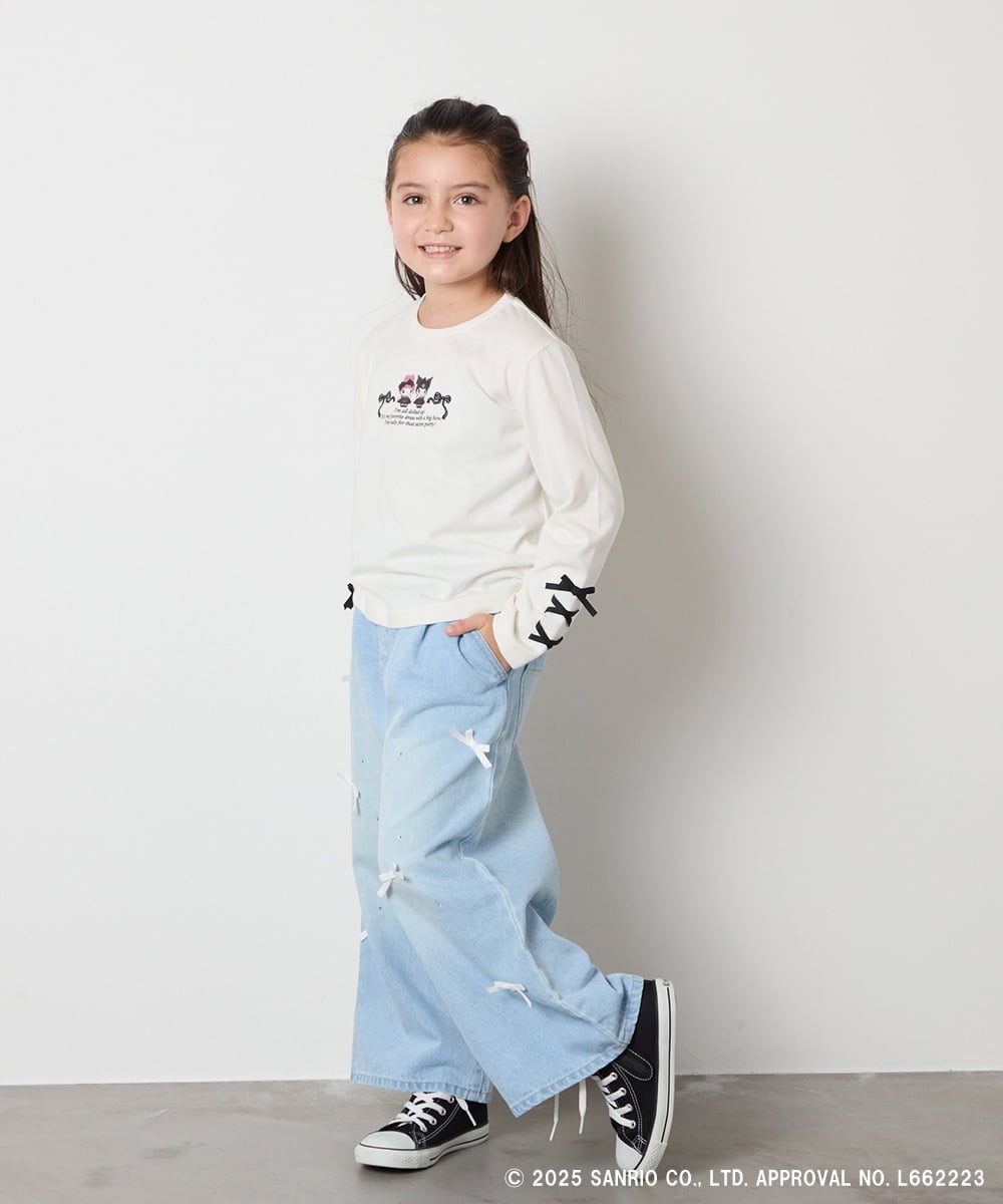 KJKJA81034 a.v.v KIDS(アー・ヴェ・ヴェ) 【数量限定】[110-150]［マイメロディ／クロミ］]袖レースアップロンT アイボリー