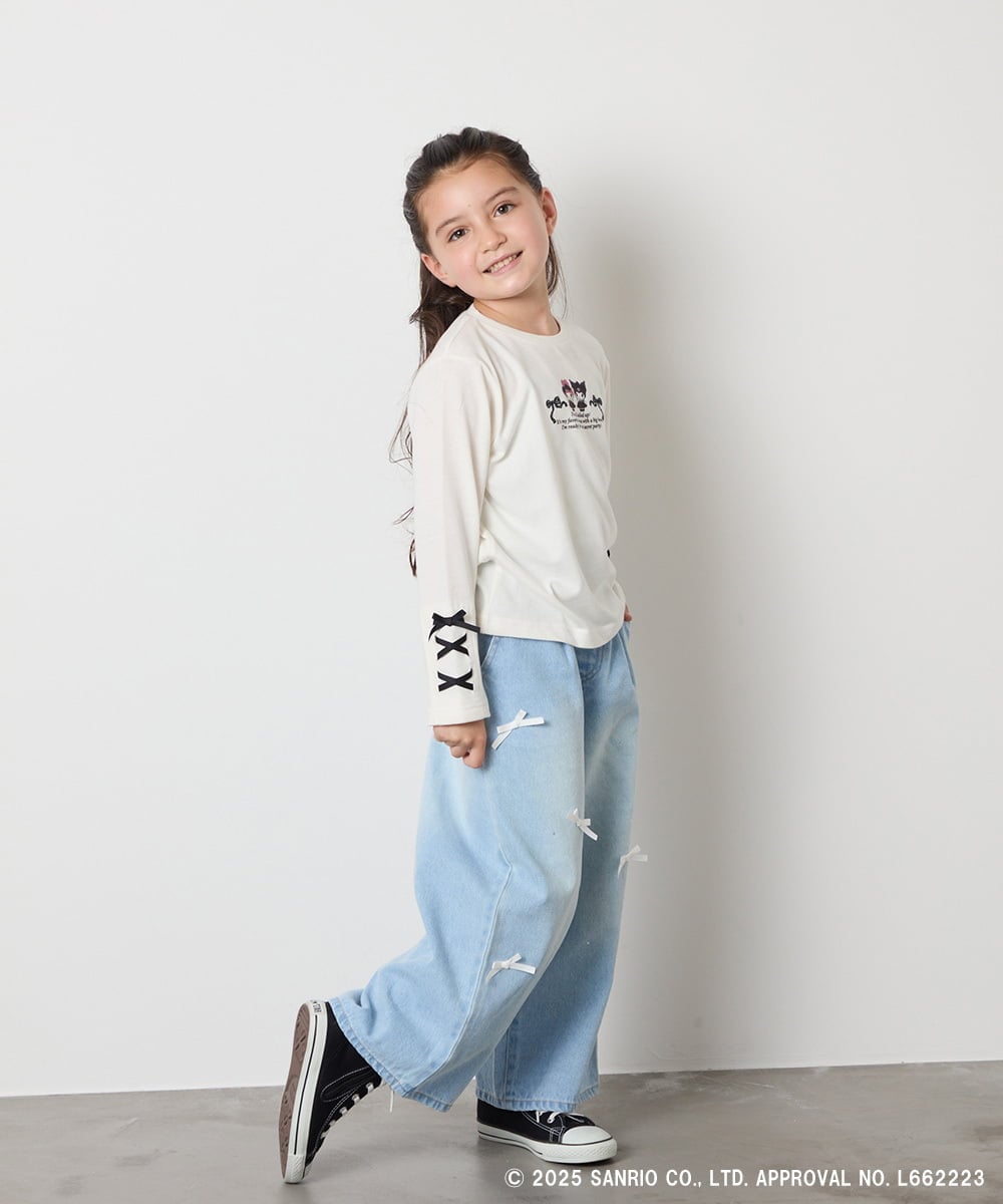 KJKJA81034 a.v.v KIDS(アー・ヴェ・ヴェ) 【数量限定】[110-150]［マイメロディ／クロミ］]袖レースアップロンT アイボリー