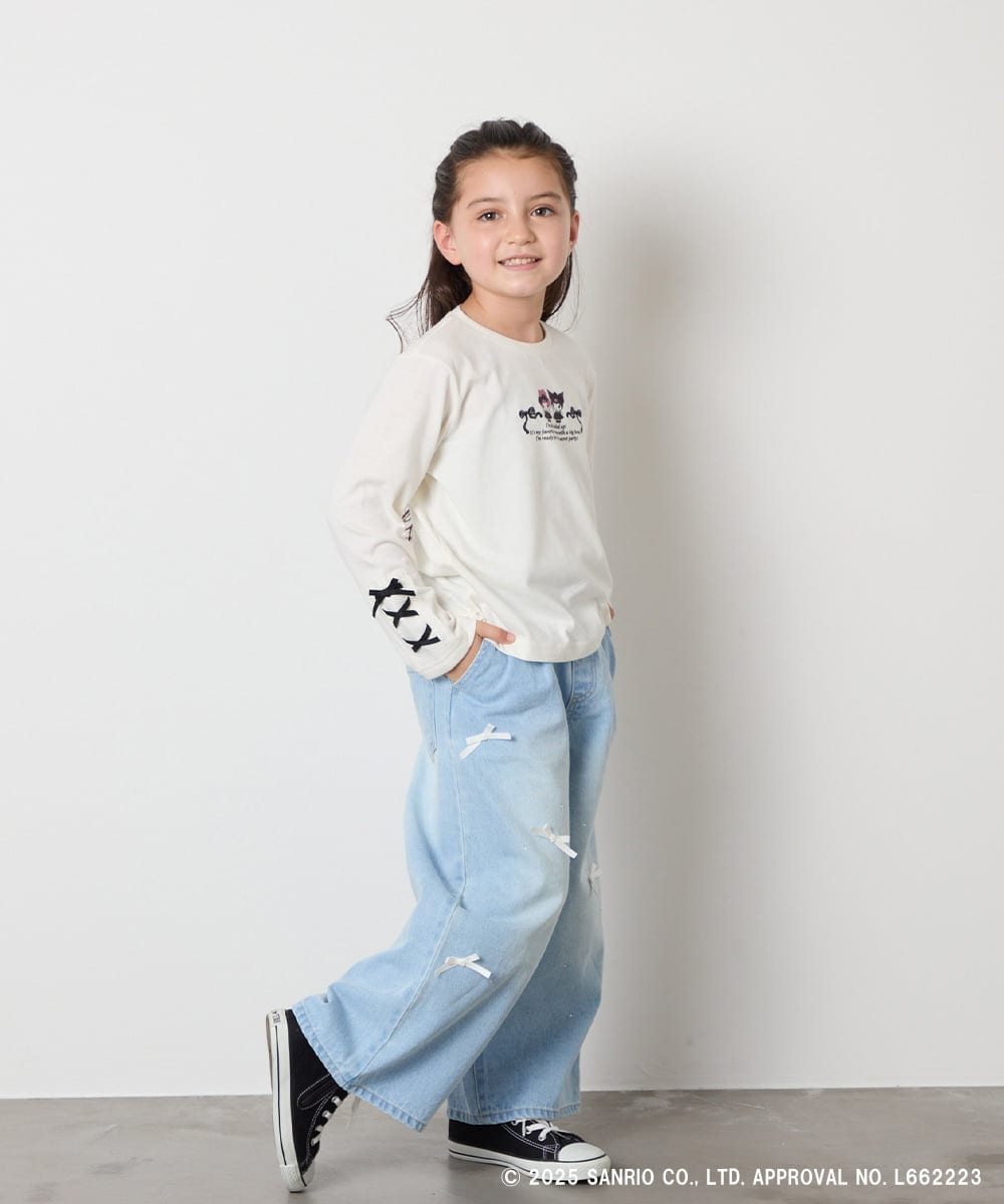 KJKJA81034 a.v.v KIDS(アー・ヴェ・ヴェ) 【数量限定】[110-150]［マイメロディ／クロミ］]袖レースアップロンT アイボリー