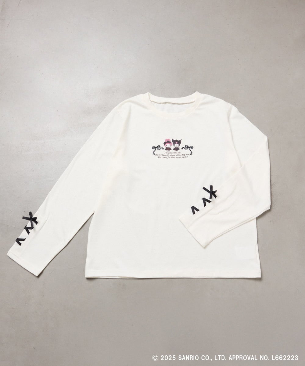 KJKJA81034 a.v.v KIDS(アー・ヴェ・ヴェ) 【数量限定】[110-150]［マイメロディ／クロミ］]袖レースアップロンT アイボリー
