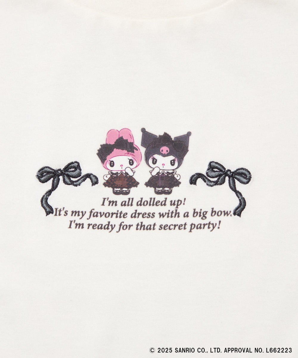KJKJA81034 a.v.v KIDS(アー・ヴェ・ヴェ) 【数量限定】[110-150]［マイメロディ／クロミ］]袖レースアップロンT アイボリー