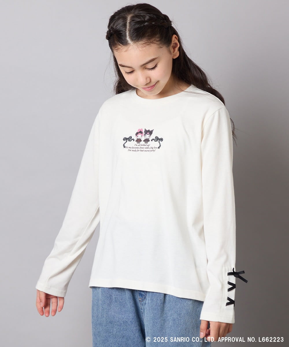 KJKJA81034 a.v.v KIDS(アー・ヴェ・ヴェ) 【数量限定】[110-150]［マイメロディ／クロミ］]袖レースアップロンT アイボリー