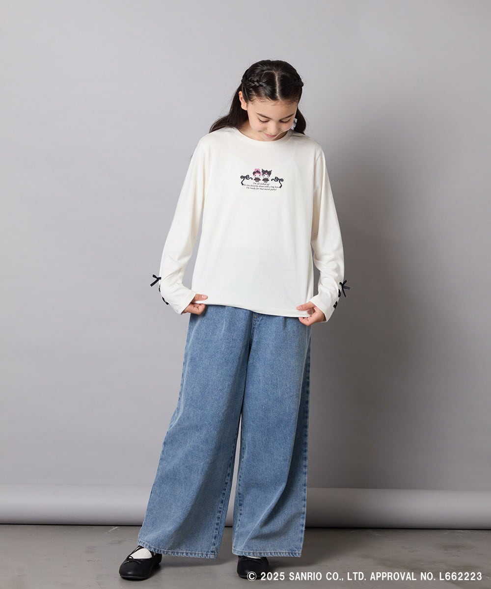 KJKJA81034 a.v.v KIDS(アー・ヴェ・ヴェ) 【数量限定】[110-150]［マイメロディ／クロミ］]袖レースアップロンT アイボリー