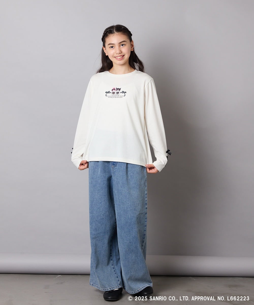 KJKJA81034 a.v.v KIDS(アー・ヴェ・ヴェ) 【数量限定】[110-150]［マイメロディ／クロミ］]袖レースアップロンT アイボリー