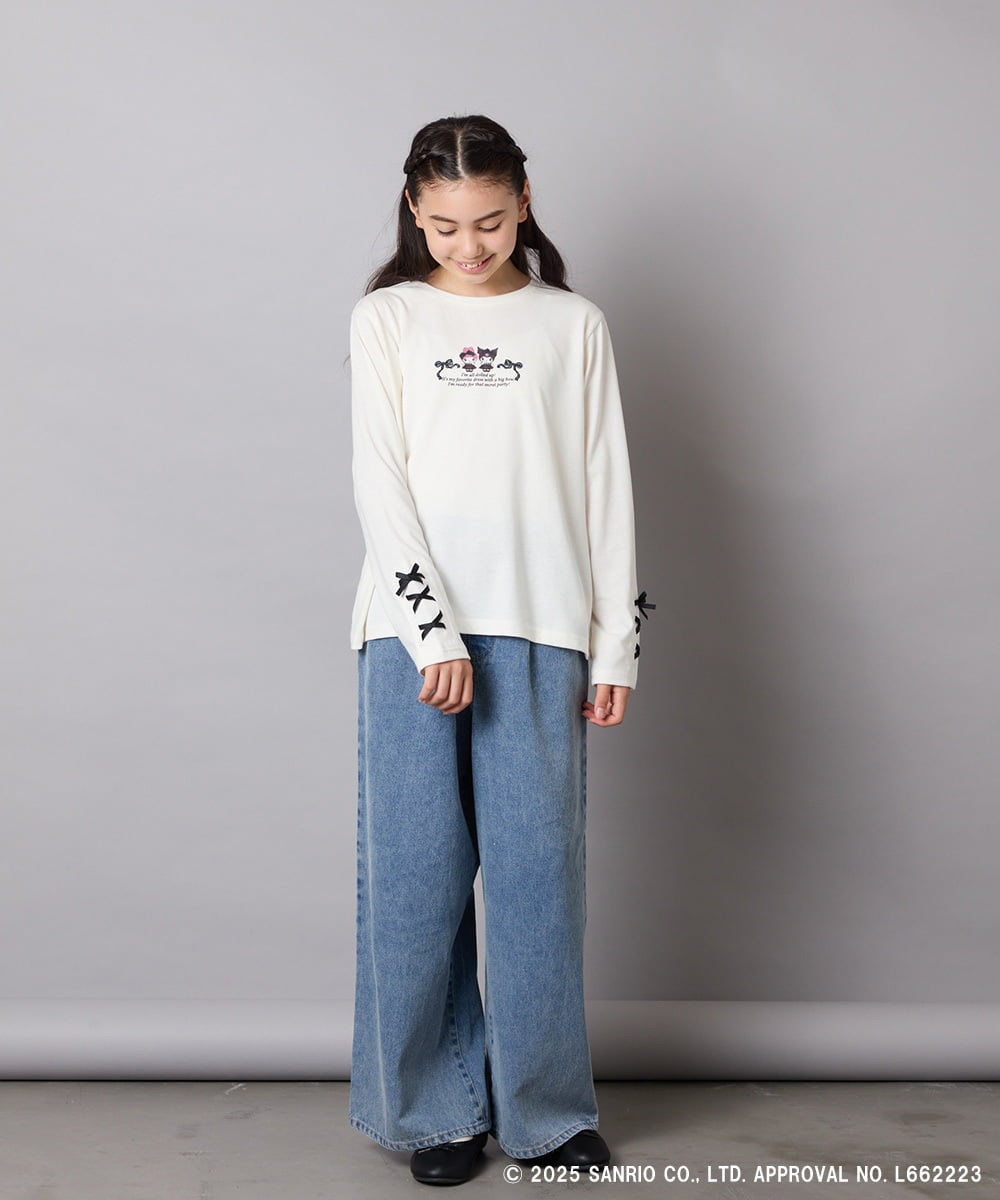 KJKJA81034 a.v.v KIDS(アー・ヴェ・ヴェ) 【数量限定】[110-150]［マイメロディ／クロミ］]袖レースアップロンT アイボリー