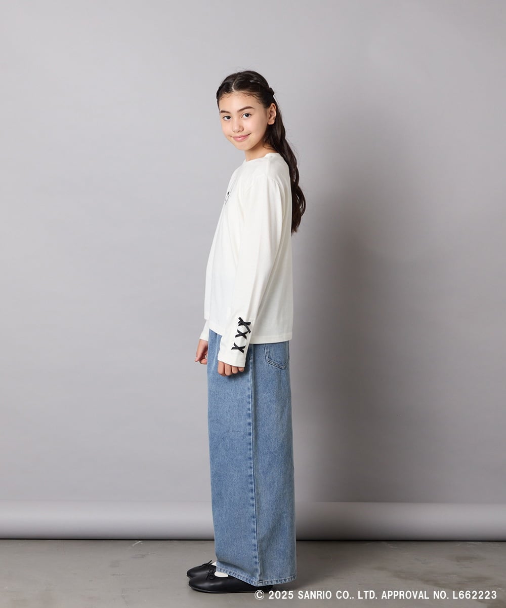 KJKJA81034 a.v.v KIDS(アー・ヴェ・ヴェ) 【数量限定】[110-150]［マイメロディ／クロミ］]袖レースアップロンT アイボリー