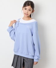 KJKJD02039 a.v.v KIDS(アー・ヴェ・ヴェ) [130-160]アシメショルダーベルトプルオーバー ブルー