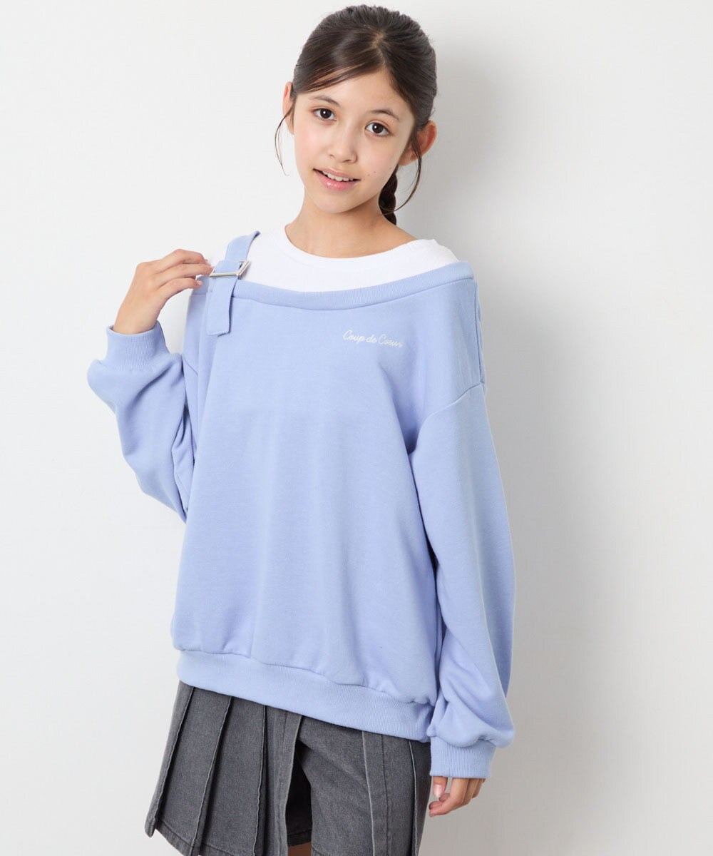 KJKJD02039 a.v.v KIDS(アー・ヴェ・ヴェ) [130-160]アシメショルダーベルトプルオーバー ブルー