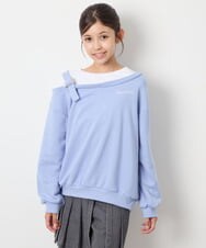 KJKJD02039 a.v.v KIDS(アー・ヴェ・ヴェ) [130-160]アシメショルダーベルトプルオーバー ブルー