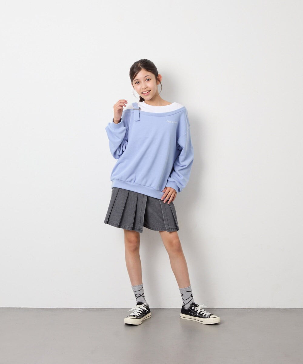 KJKJD02039 a.v.v KIDS(アー・ヴェ・ヴェ) [130-160]アシメショルダーベルトプルオーバー ブルー